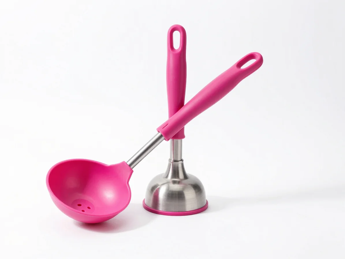 Bright high-key product photography of a kitchen gadget on a clea